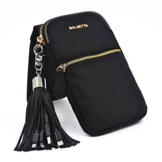 Bolsetta RFID Blocking Magnetic Phone Pouch w/ Charging Tassel
